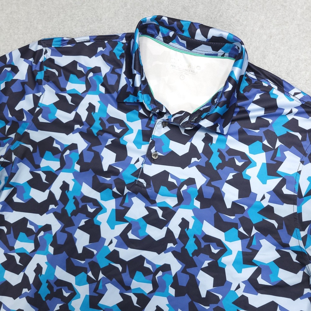 MAELREG Polo Golf Shirt Men's XL Blue Camo Performance Polo Stretch‎